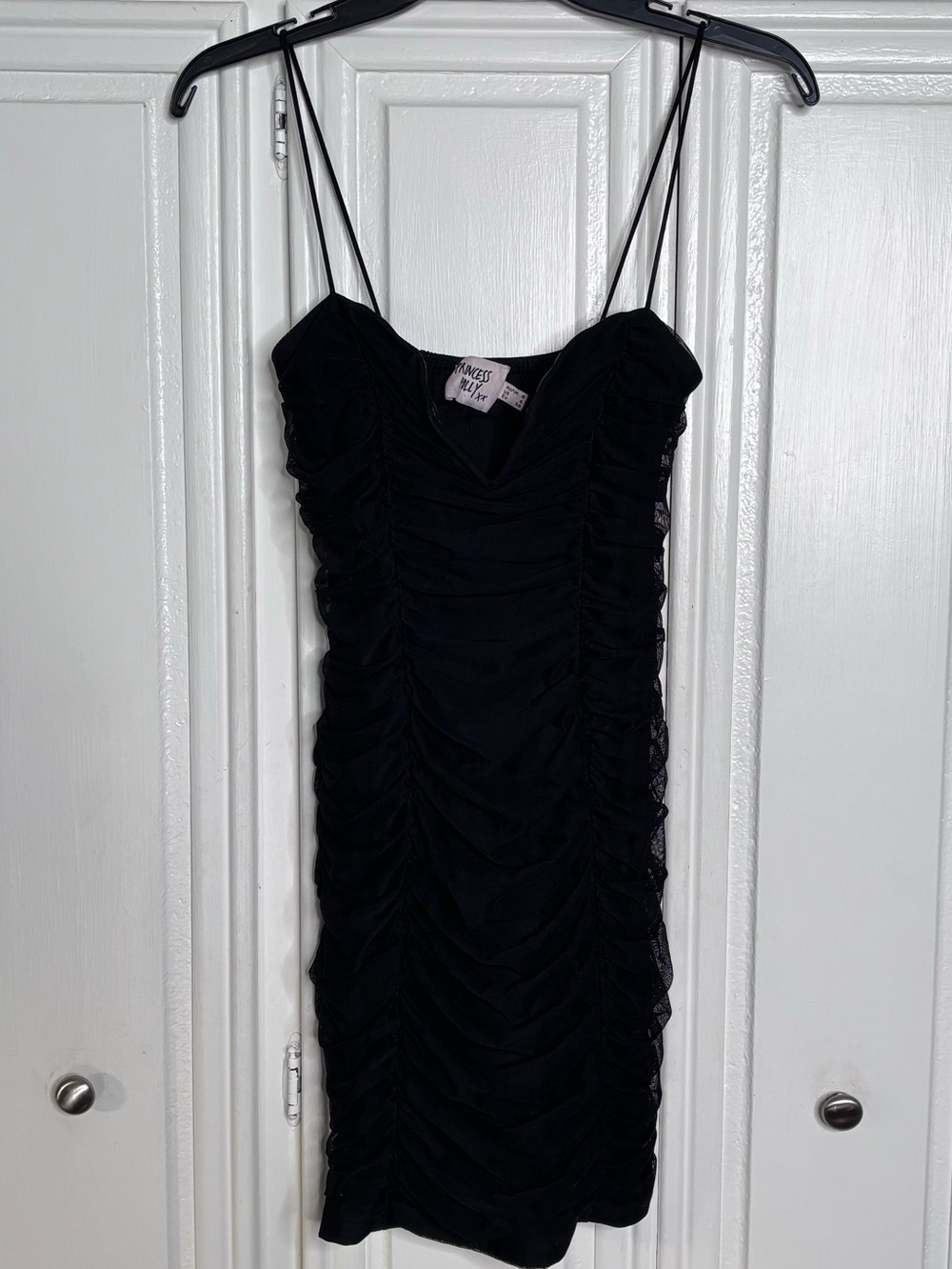 Princess Polly Ruched Black Dress sz4